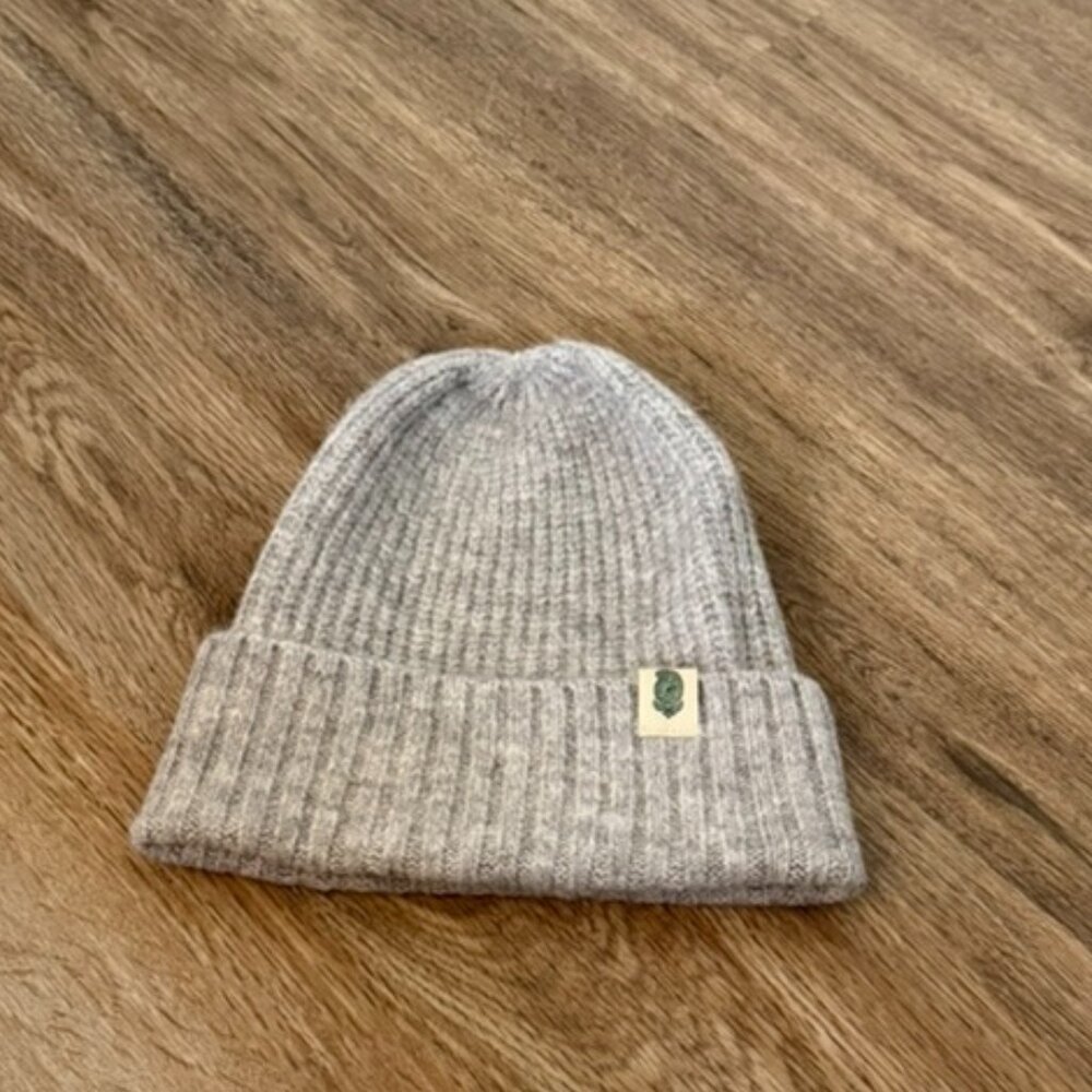 Vera Bradley Light Gray Ribbed Knit Beanie with Fold-over Cuff | One Size